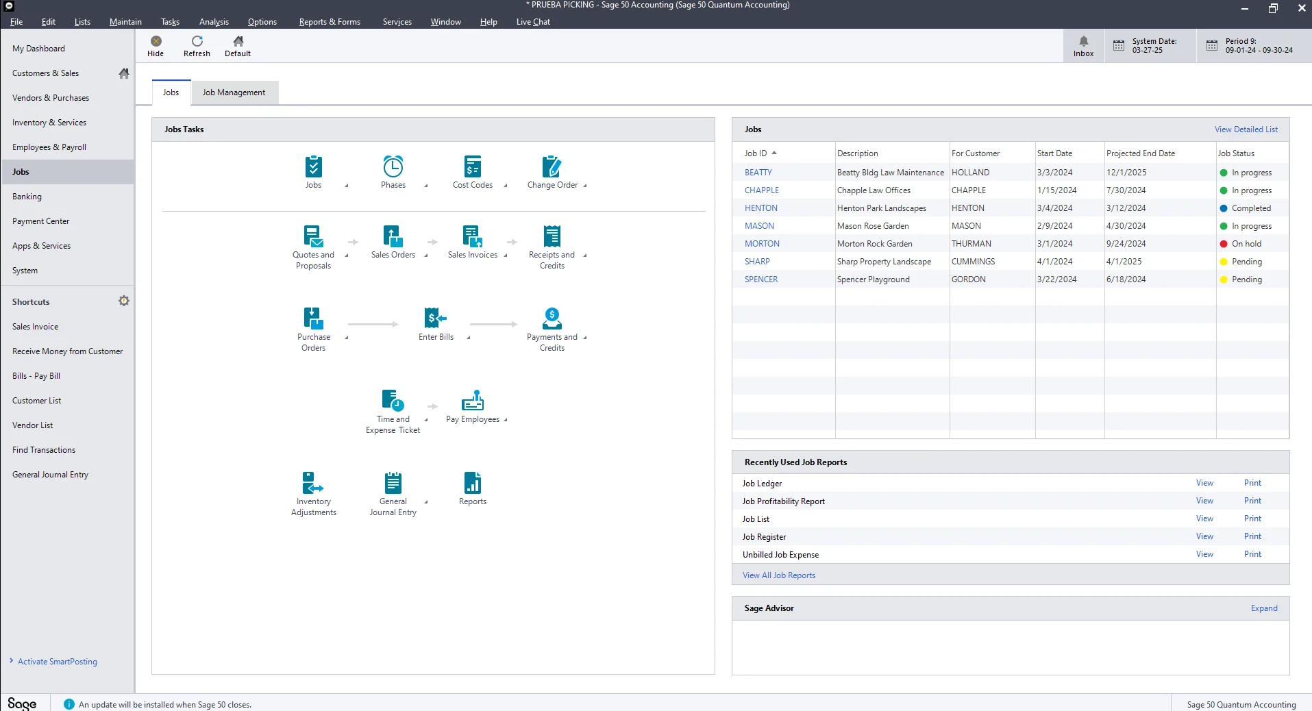 dashboard de jobs